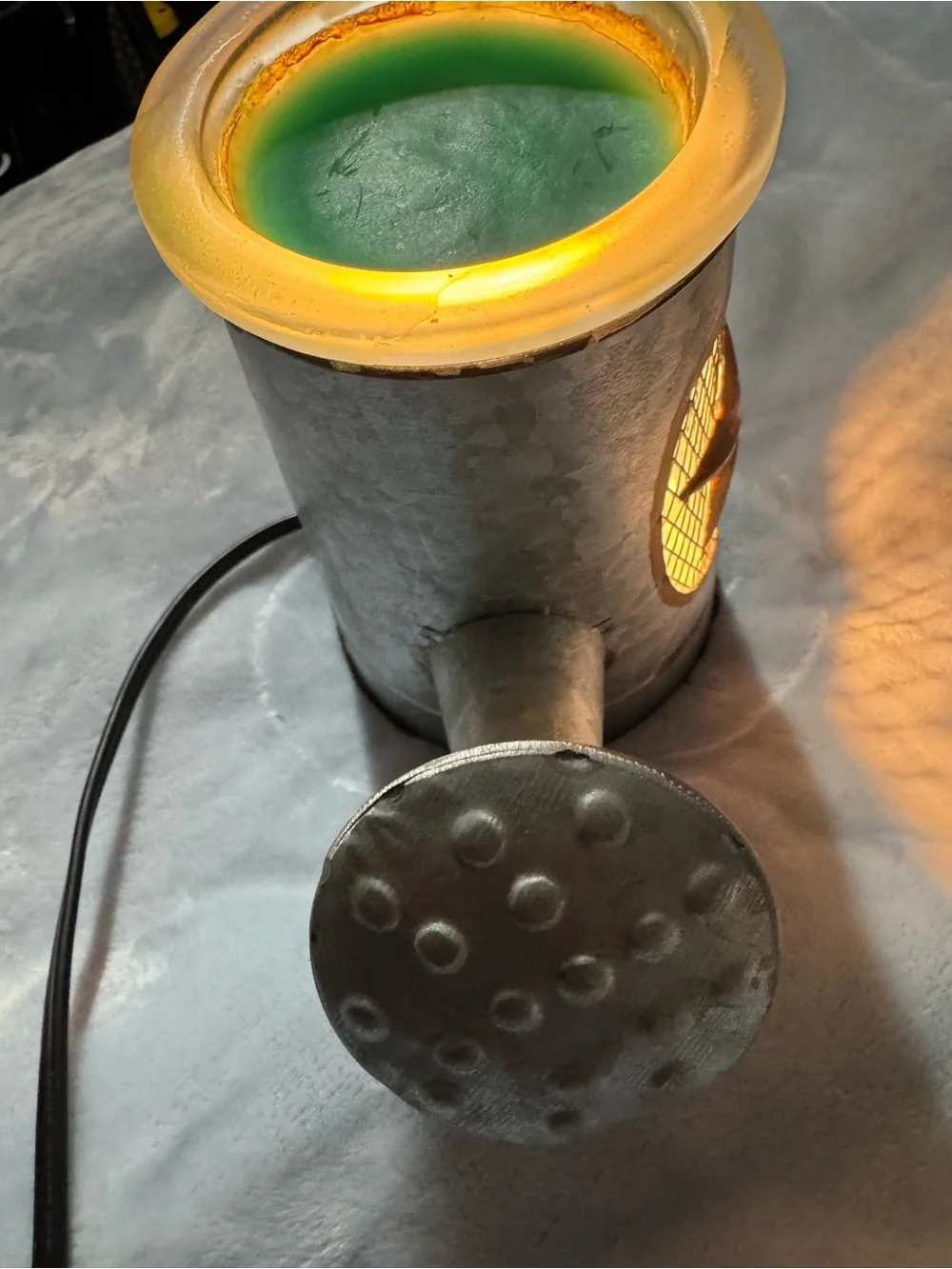 Scentsy Metal Watering Can Warmer with Green Wax